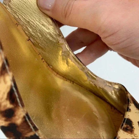 Guess womens heels size 10 brown cheetah print faux cork platform slingbacks - Picture 11 of 13